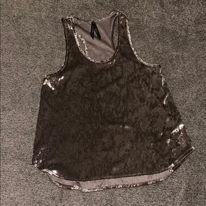 Tan velvet razor back tank